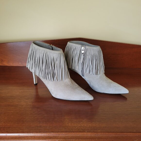 Sam Edelman Kandice Gray Fringed Pointed Toe Suede Bootie Women's US 8 M - Picture 1 of 9